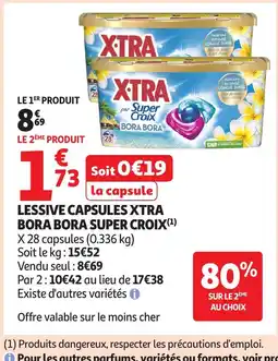 Auchan SUPER CROIX Lessive capsules xtra bora bora offre