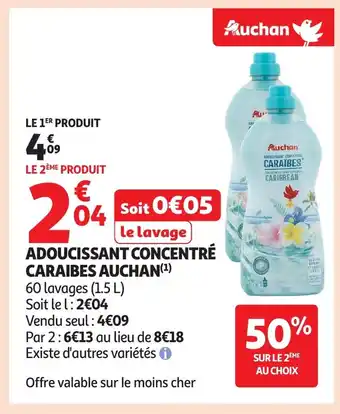 Auchan AUCHAN Adoucissant concentré caraibes offre