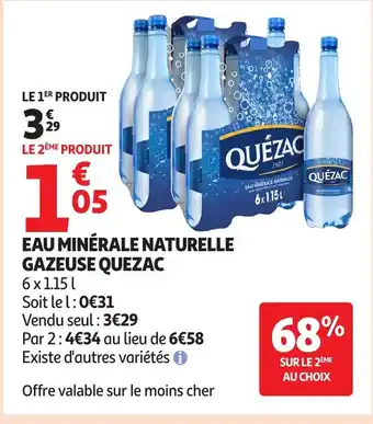 Auchan QUEZAC Eau minérale naturelle gazeuse offre