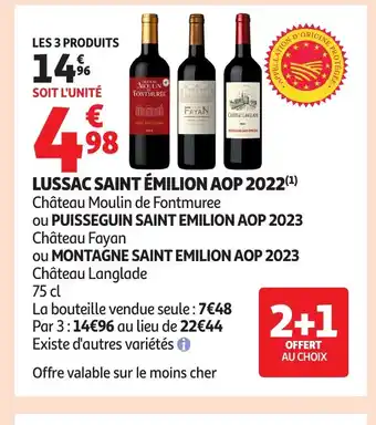 Auchan Lussac saint émilion aop 2022 offre