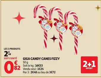 Auchan Giga candy canes fizzy offre