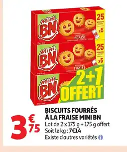Auchan MINI BN Biscuits fourrés à la fraise offre