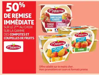 Auchan MATERNE Sur la gamme des compotes et coupelles de fruits offre