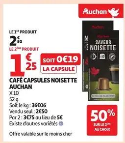Auchan AUCHAN Café capsules noisette offre