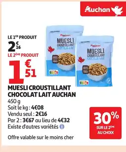 Auchan AUCHAN Muesli croustillant chocolat lait offre