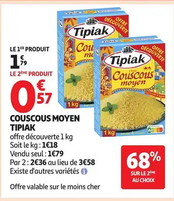 Auchan TIPIAK Couscous moyen offre