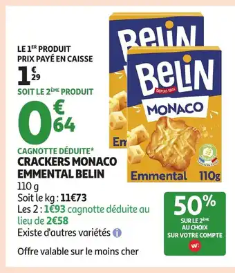 Auchan BELIN Crackers monaco emmental offre