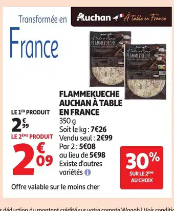 Auchan Flammekueche auchan à table en france offre