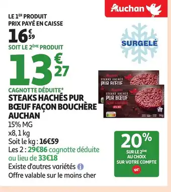 Auchan AUCHAN Steaks hachés pur boeuf façon bouchère offre