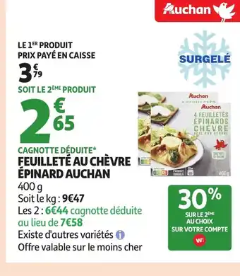 Auchan AUCHAN Feuilleté au chèvre épinard offre