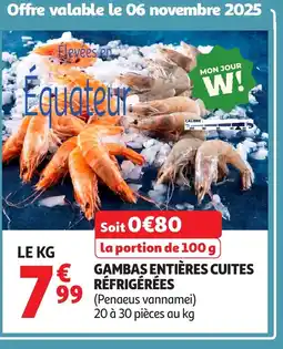 Auchan Gambas entières cuites réfrigérées offre