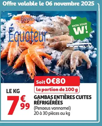 Auchan Gambas entières cuites réfrigérées offre