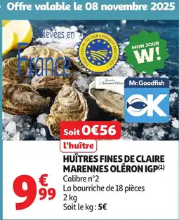 Auchan Huîtres fines de claire marennes oléron igp offre