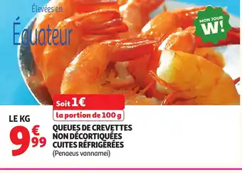 Auchan Queues de crevettes non décortiquées cuites réfrigérées offre