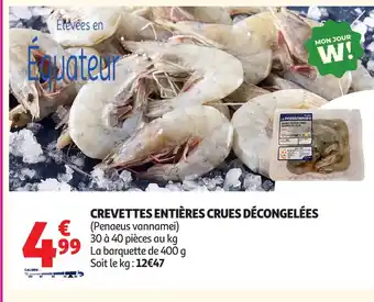 Auchan Crevettes entières crues décongelées offre