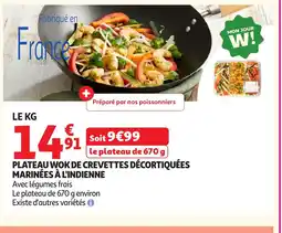Auchan Plateau wok de crevettes décortiquées marinées à l'indienne offre