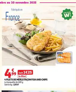 Auchan 4 filets de merlu façon fish and chips offre