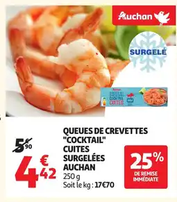 Auchan AUCHAN Queues de crevettes cocktail cuites surgelées offre