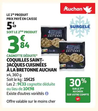 Auchan AUCHAN Coquilles saint-jacques cuisinees a la bretonne offre
