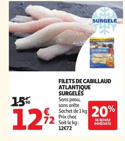 Auchan Filets de cabillaud atlantique surgelés offre