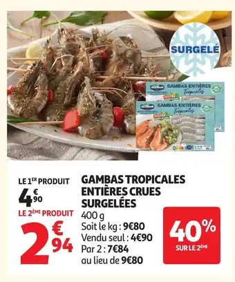 Auchan Gambas tropicales entières crues surgelées offre