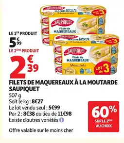 Auchan SAUPIQUET Filets de maquereaux à la moutarde offre