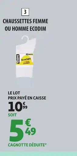 Auchan Chaussettes femme ou homme ecodim offre