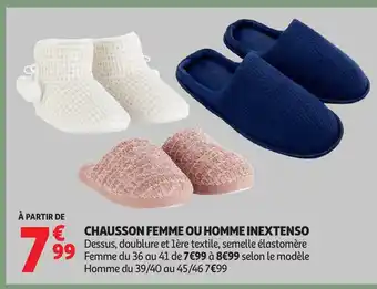 Auchan INEXTENSO Chausson femme ou homme offre