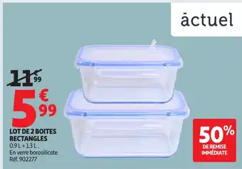 Auchan ACTUEL Lot de 2 boites rectangles offre
