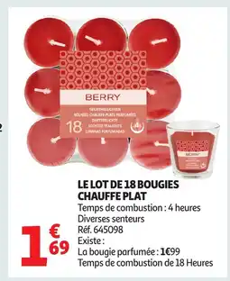 Auchan Le lot de 18 bougies chauffe plat offre