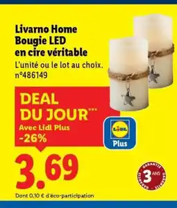 Lidl LIVARNO HOME Bougie LED en cire véritable offre