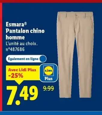Lidl ESMARA Pantalon chino homme offre