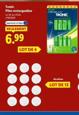 Lidl TRONIC Piles rechargeables offre
