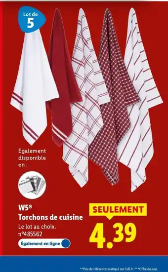 Lidl W5 Torchons de cuisine offre