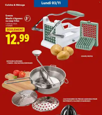 Lidl ERNESTO Moulin à légumes ou coup-frites offre