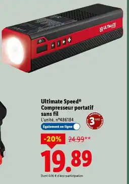 Lidl ULTIMATE SPEED Compresseur portatif sans fil offre