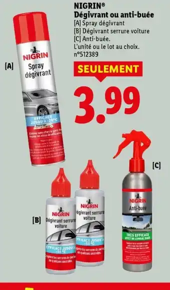 Lidl NIGRIN Dégivrant ou anti-buée offre