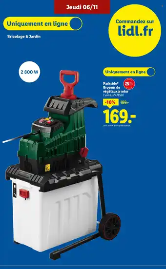 Lidl PARKSIDE Broyeur de végétaux à rotor offre
