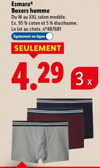 Lidl ESMARA Boxers homme offre