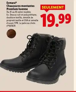 Lidl ESMARA Chaussures montantes Premium homme offre