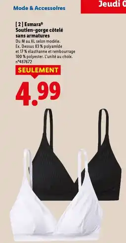 Lidl ESMARA Soutien-gorge côtelé sans armatures offre