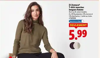 Lidl ESMARA T-shirt manches longues femme offre