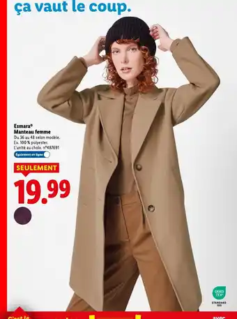 Lidl ESMARA Manteau femme offre