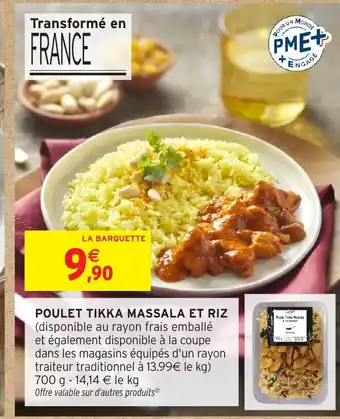 Intermarché Hyper Poulet tikka massala et riz offre