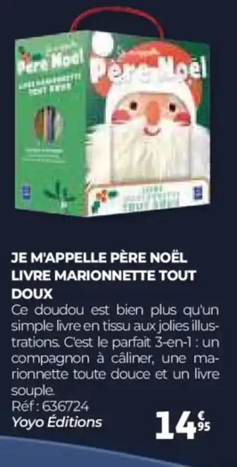 Auchan Je m'appelle pere noël livre marionnette tout doux offre