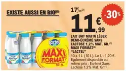 E.Leclerc Lait UHT Matin Léger Demi-Écrémé Sans Lactose 1,2% Mat. Gr. Maxi Format offre
