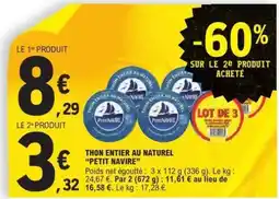 E.Leclerc Thon entier au naturel 'Petit Navire' offre