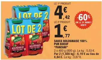 E.Leclerc Sauce Bolognaise 100% Pur Boeuf Panzani offre