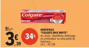 E.Leclerc Dentifrice Colgate Max White offre