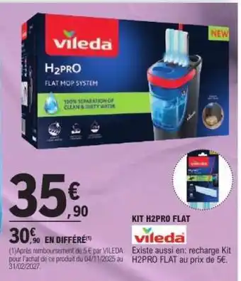 E.Leclerc Vileda H2PRO Flat Mop System offre